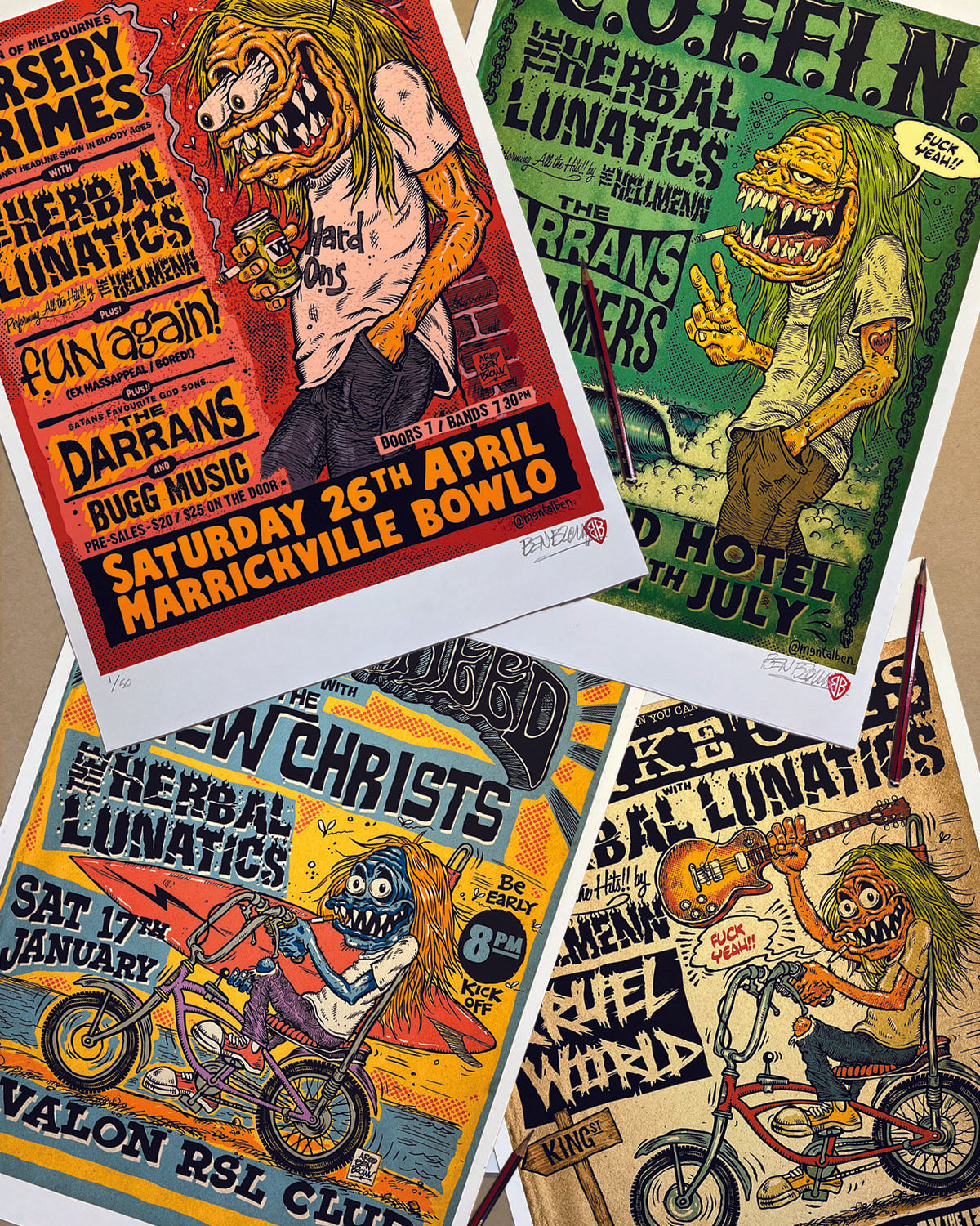 HERBAL LUNATICS - SET OF FOUR POSTERS