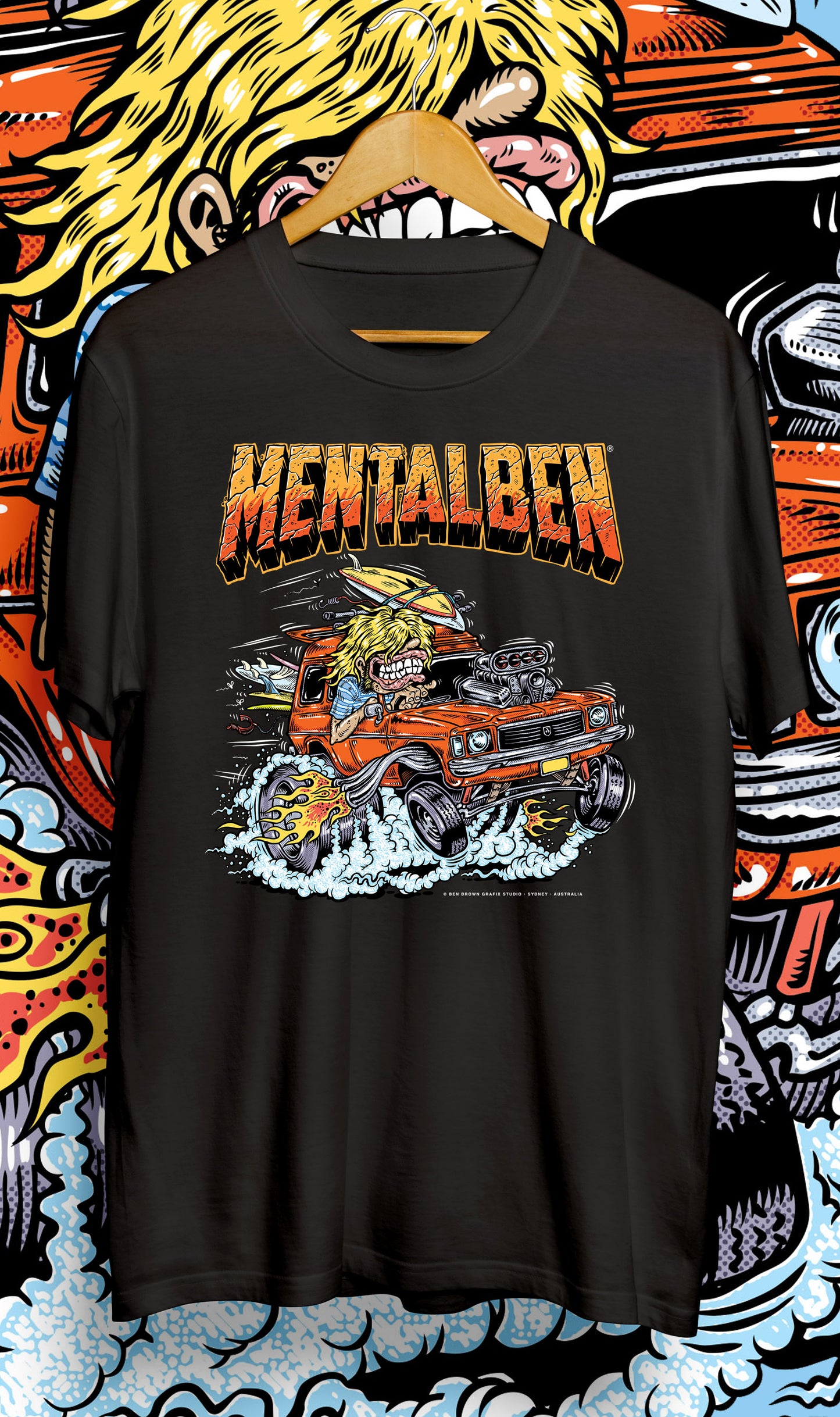 Mentalben HOTROD tee on black