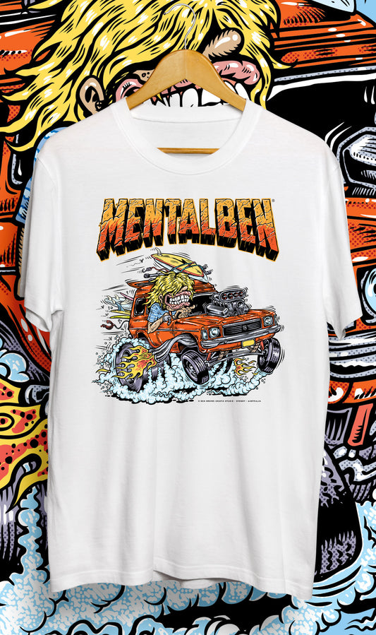 Mentalben HOTROD tee on white