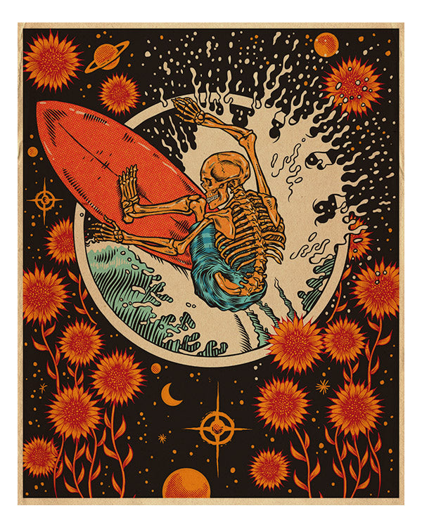 Ben Brown Mentalben Lost in space print surfer skeleton
