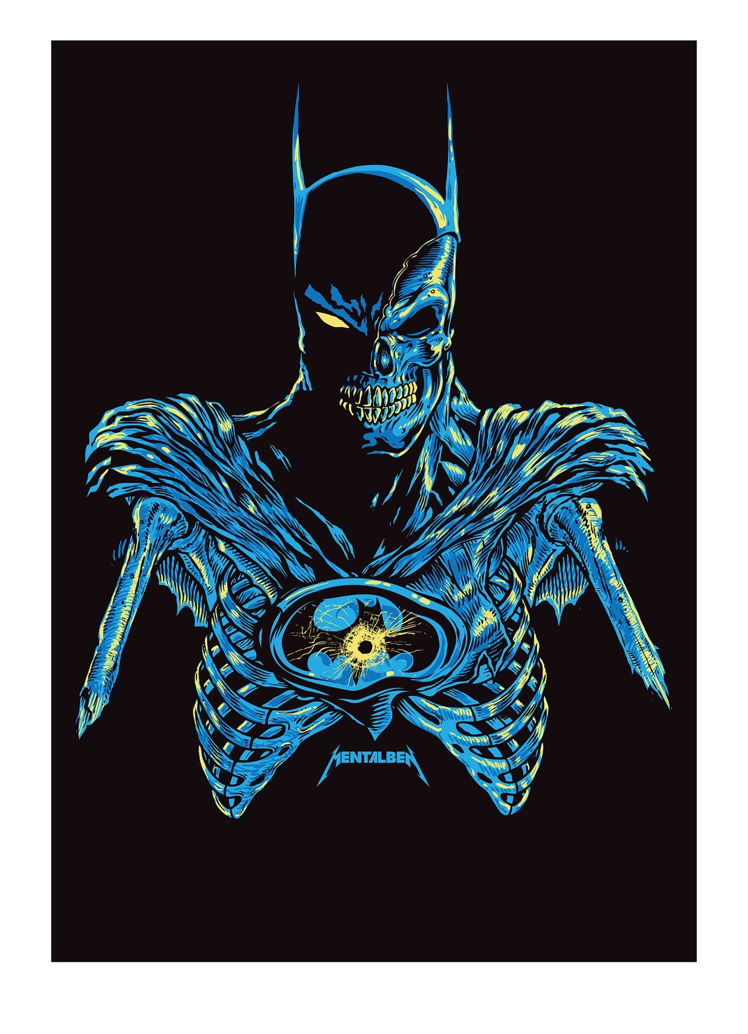Ben Brown Dead Knight Batman comic skeleton skull fine art print