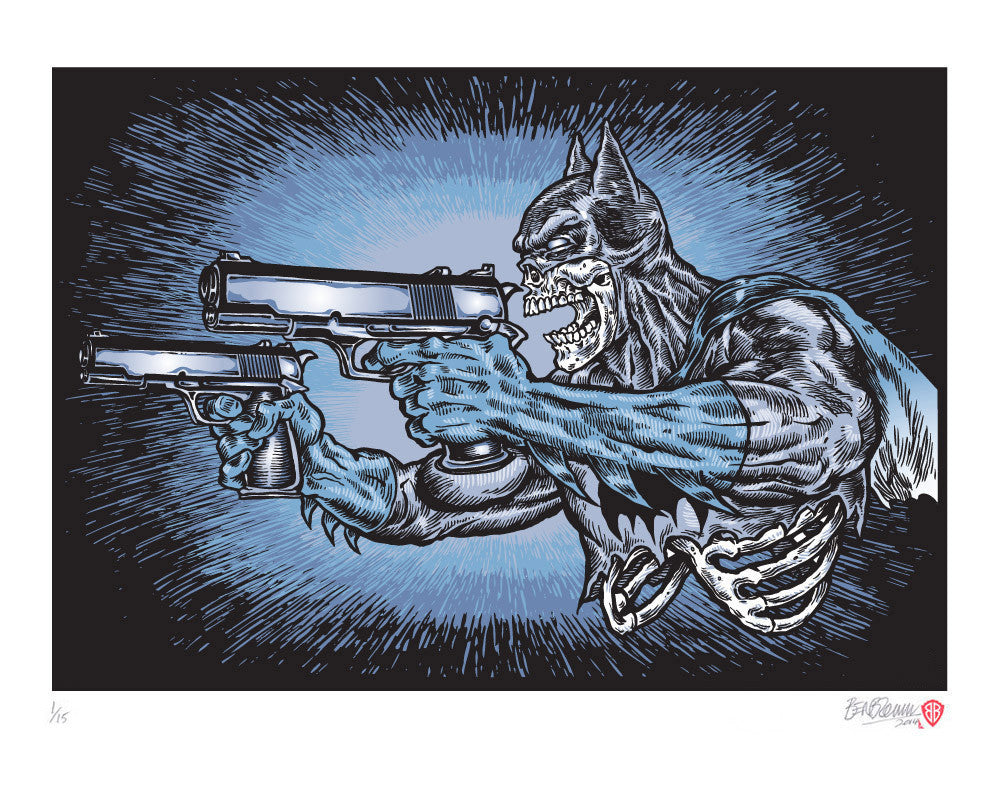 'Batman with guns' print