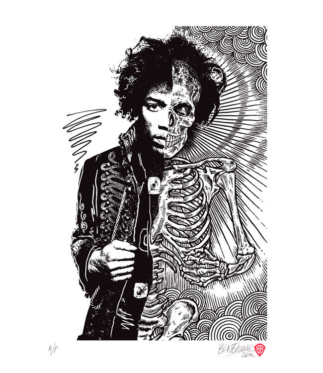 'Hendrix' B & W print